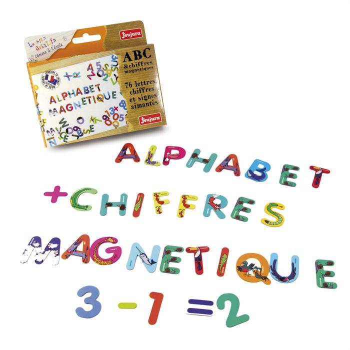 JEUJURA Abc et chiffres magnetiques - Les animaux- Coffret de 76 caracteres