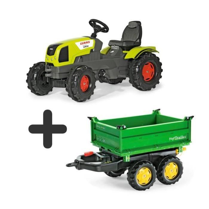 ROLLY TOYS Tracteur a Pédales Claas Axos + Remorque Rolly Mega Trailer