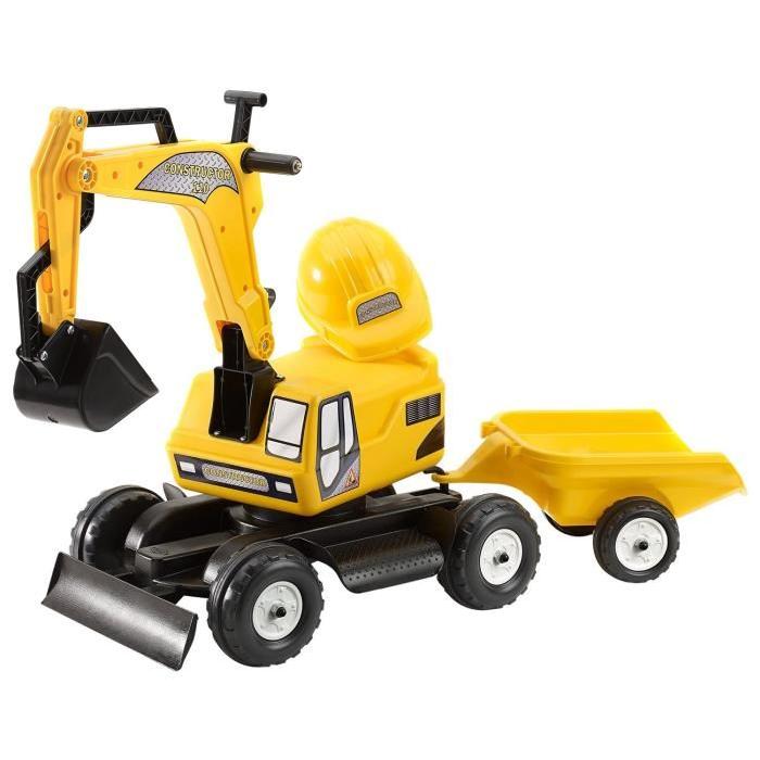 FALK Pelleteuse enfant Excavatrice Constructor + Remorque + Casque