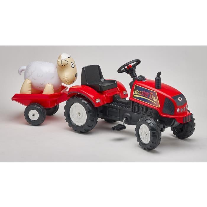 FALK  Tracteur a Pédales Monster Trac + Remorque + Mouton Gonflable