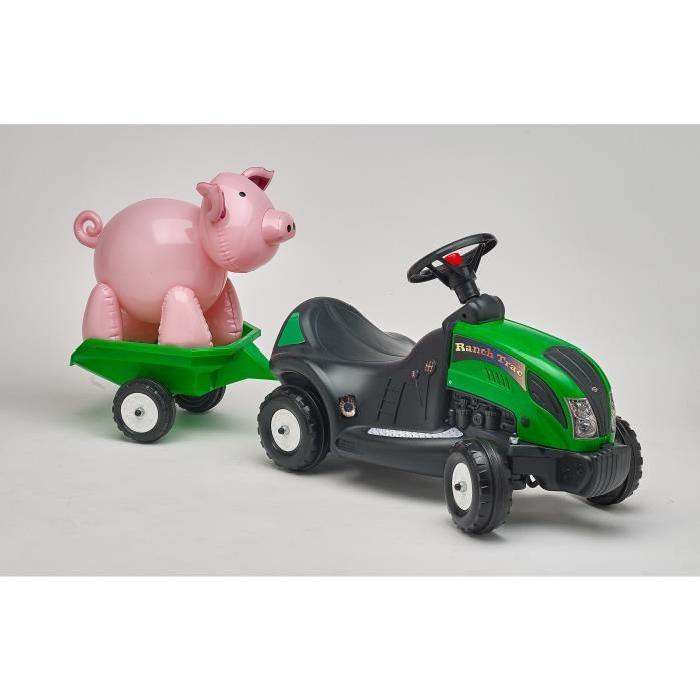 FALK Porteur Ranchtrac + Remorque + Cochon Gonflable