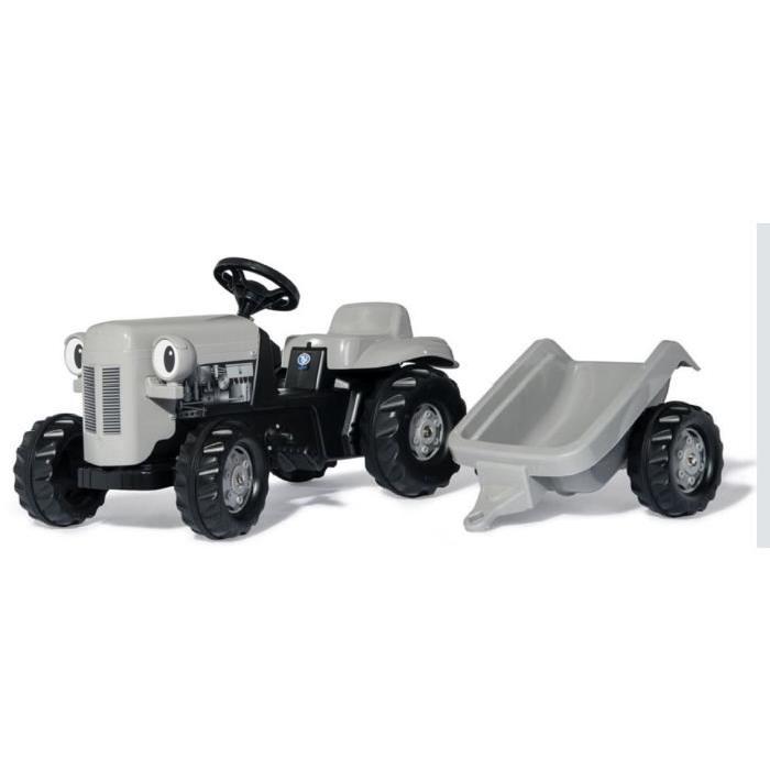 ROLLY TOYS Tracteur a pédales gris Little Grey Fergie et sa remorque