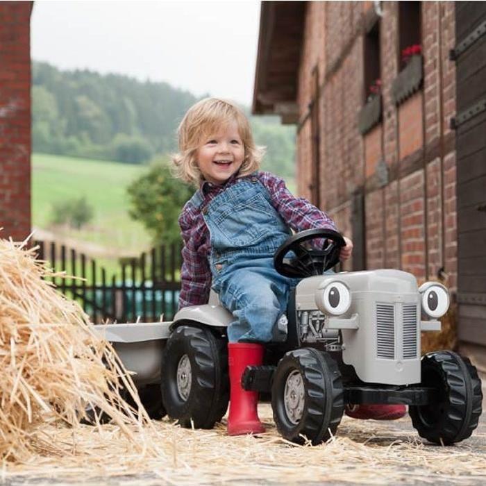 ROLLY TOYS Tracteur a pédales gris Little Grey Fergie et sa remorque