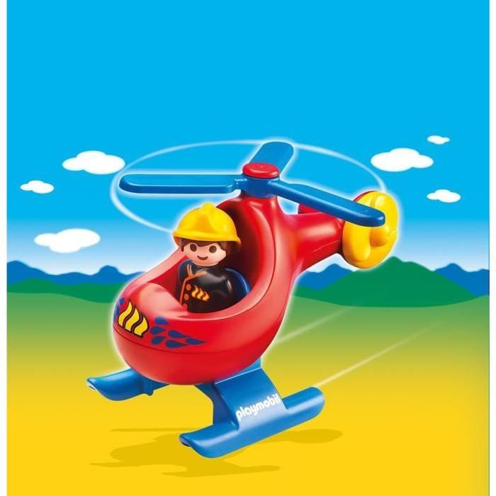 PLAYMOBIL 1.2.3. 6789 Pompier avec Hélicoptere