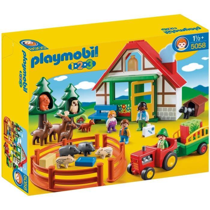 PLAYMOBIL 1.2.3. 5058 Coffret Maison Forestiere