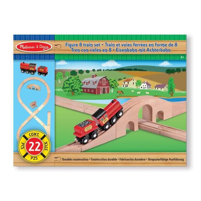 MELISSA & DOUG Ensemble De Train En Bois, Voies Ferrées En Forme De 8