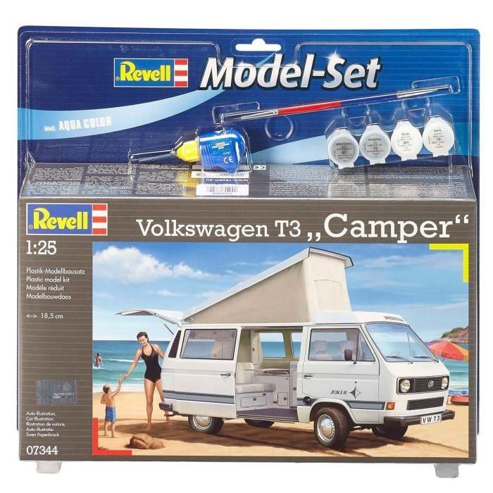 REVELL Model Set Volkswagen T3 "Camper" Maquette a Construire, a Coller et a Peindre, Avec Accessoires