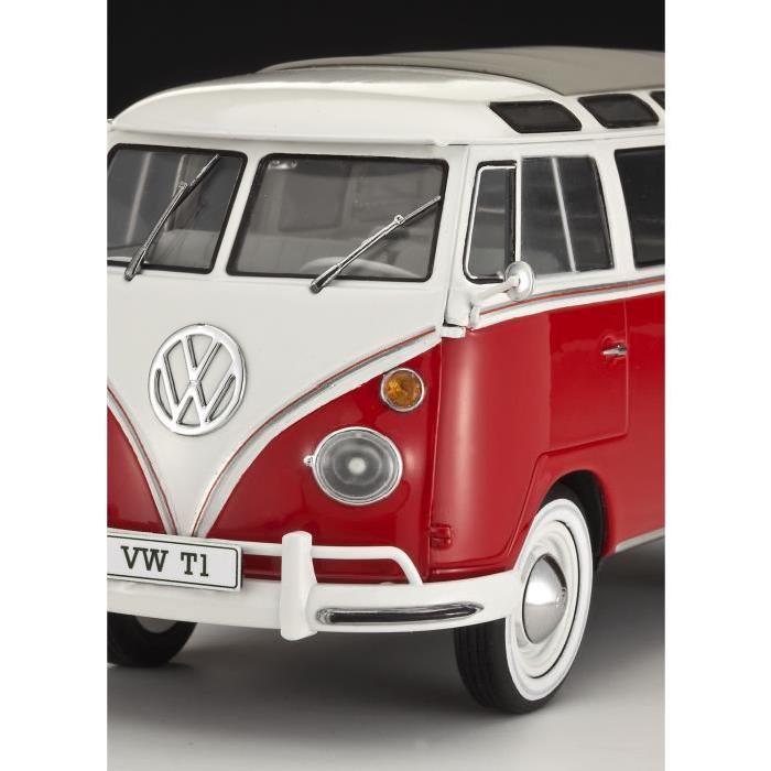 REVELL Model Set VW T1 Samba Bus Maquette a Construire, a Coller et a Peindre, Avec Accessoires