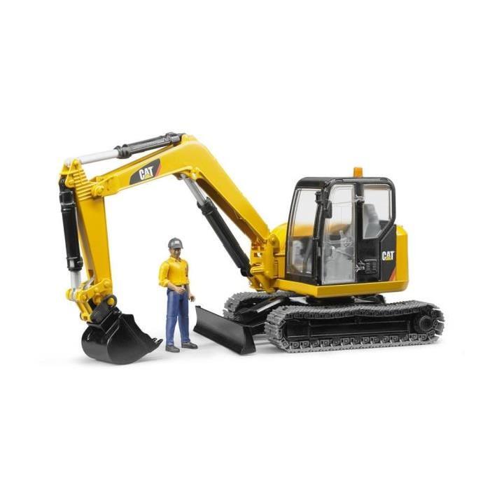 BRUDER - 2466 - Mini pelleteuse CATERPILLAR avec personnage - Echelle 1:16