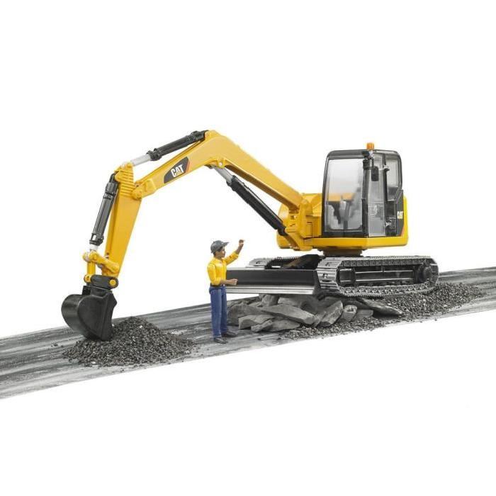 BRUDER - 2466 - Mini pelleteuse CATERPILLAR avec personnage - Echelle 1:16