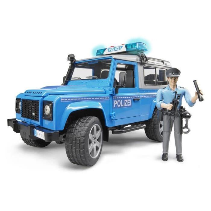 BRUDER - 2597 - Véhicule police LAND ROVER Defender Station avec Policier - Echelle 1:16