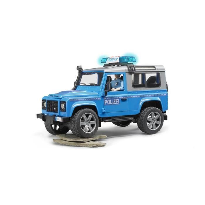 BRUDER - 2597 - Véhicule police LAND ROVER Defender Station avec Policier - Echelle 1:16