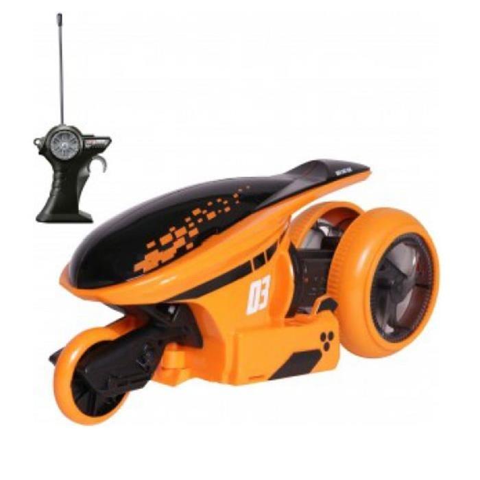 MAISTO TECH RC Cyklone 360° Moto radiocommandée - Roue inclinable couleur orange - Piles non incluses