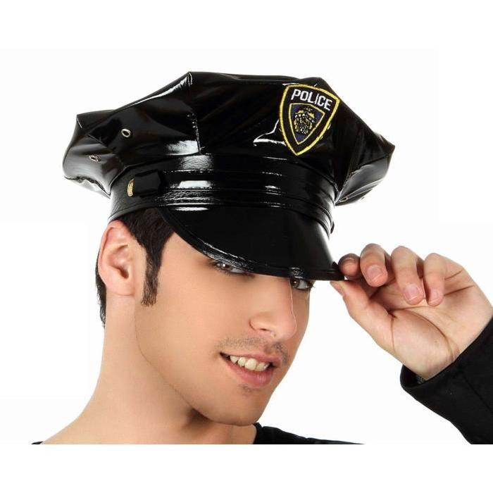 ATOSA Chapeau Police Cuir Noir