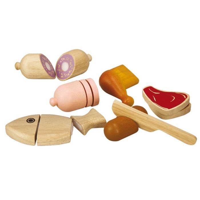 PLAN TOYS Jeu en bois Assortiments d'Aliments a couper