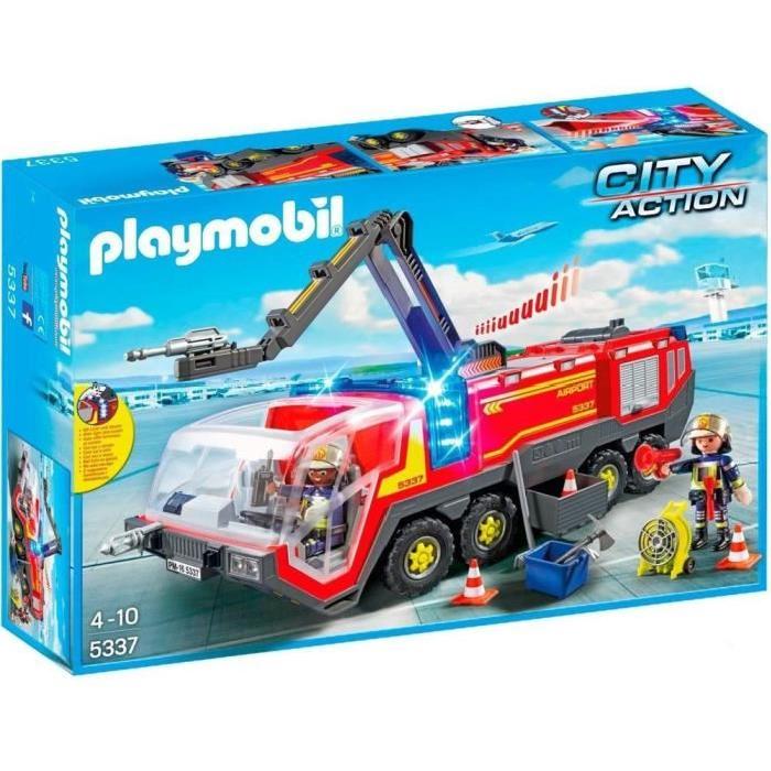 PLAYMOBIL 5337 Pompiers avec Véhicule Aéroportuaire