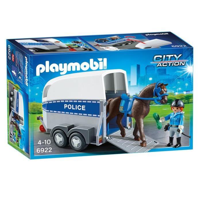 PLAYMOBIL 6922 Policiere avec Cheval et Remorque