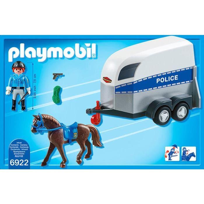 PLAYMOBIL 6922 Policiere avec Cheval et Remorque