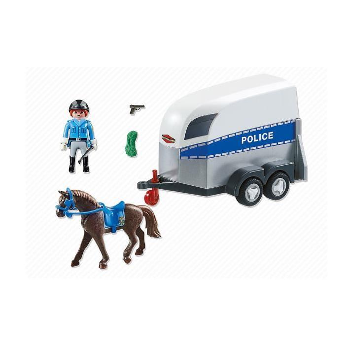 PLAYMOBIL 6922 Policiere avec Cheval et Remorque