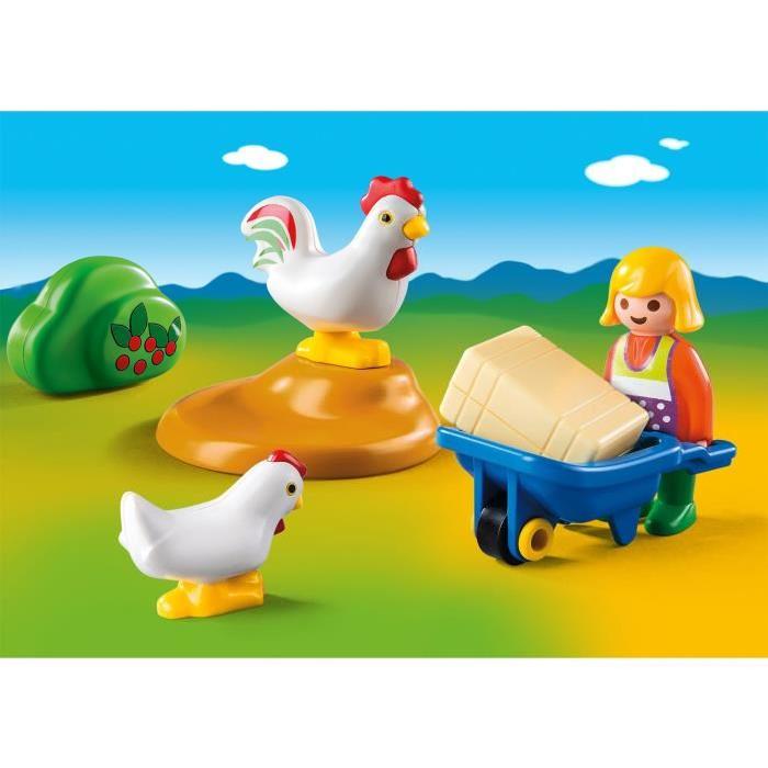 PLAYMOBIL 6965 Agricultrice avec Brouette et Coq