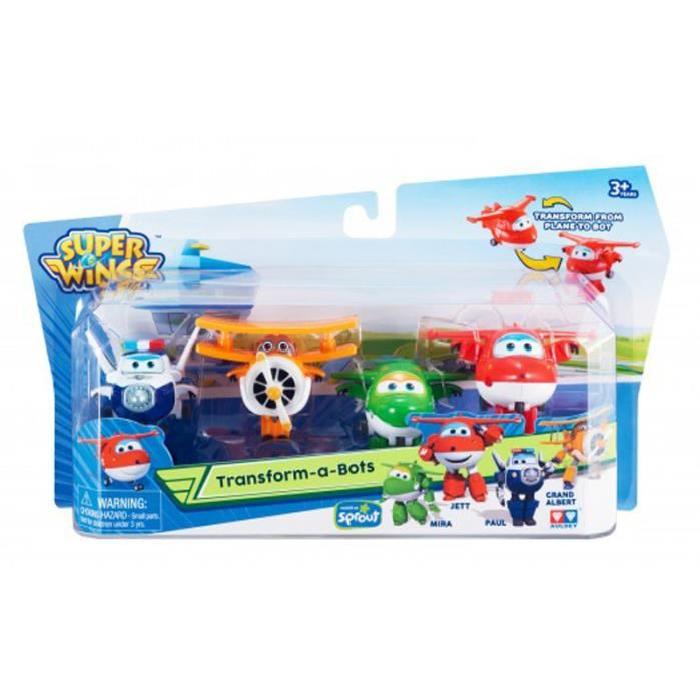 SUPER WINGS Pack de 4 Mini Figurines - Jett - Albert - Mira - Paul