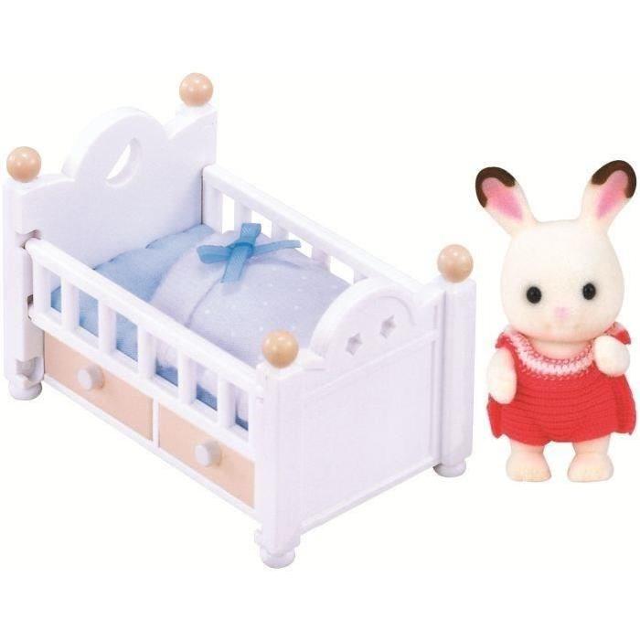 SYLVANIAN FAMILIES 2205 Bébé Lapin Chocolat Lit