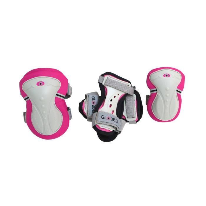 GLOBBER Set 3 Protections XS Rose fluo/gris clair (6/10ans)