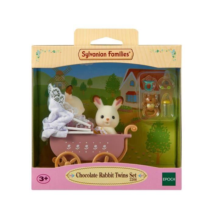 SYLVANIAN FAMILIES 2206 Jumeaux Lapin + Poussette