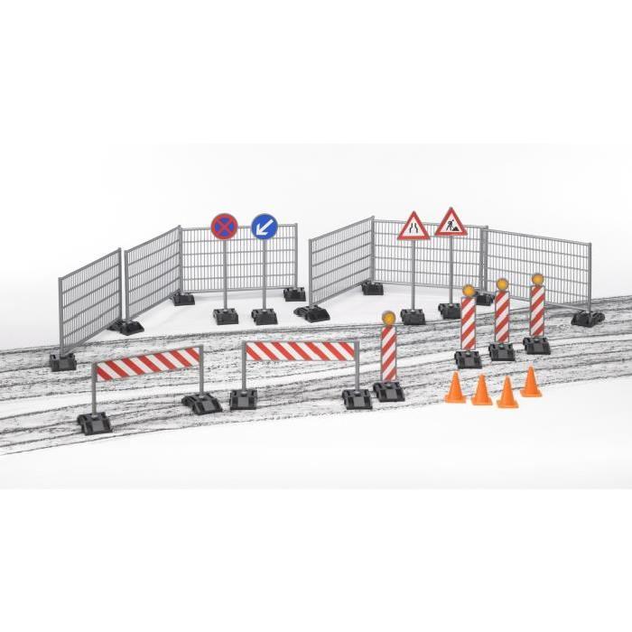 BRUDER - Accessessoires de chantier: panneaux de signalisation, plots...