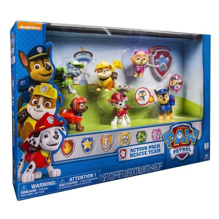 PAT PATROUILLE Pack 6 Figurines Sac A Dos Transformables Paw Patrol