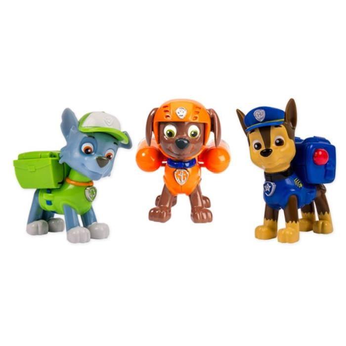 PAT' PATROUILLE Pack 3 Figurines Sac a Dos Transformable 2 : Chase, Zuma et Rocky