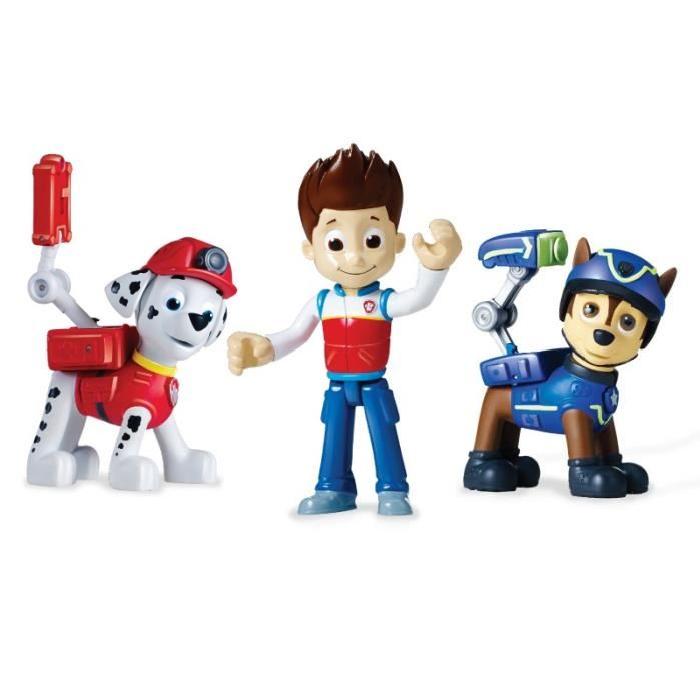 PAT' PATROUILLE Pack 3 Figurines Sac a Dos Transformable 3 : Ryder, Marcus et Chase