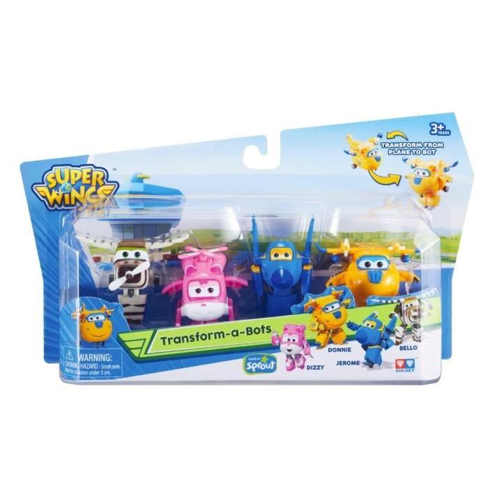 SUPER WINGS Pack de 4 Mini Figurines - Jerome - Donnie - Dizzy - Bello