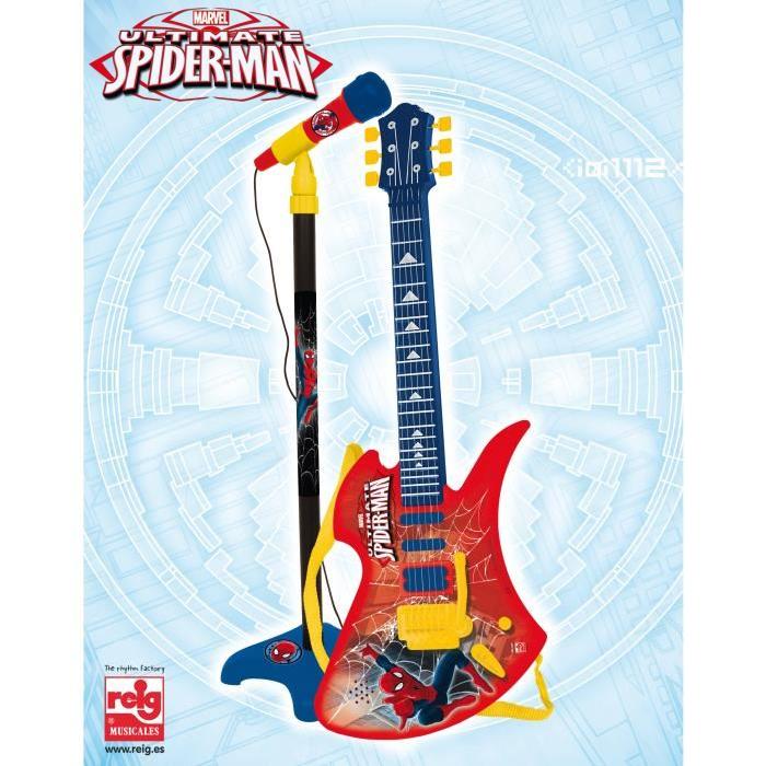 SPIDERMAN Guitare avec microphone - 6 cordes - 3 mélodies