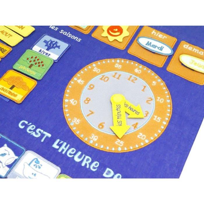 LUDI Panneau Calendrier Horloge Bleu