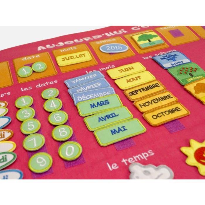 LUDI Panneau Calendrier Horloge Rose