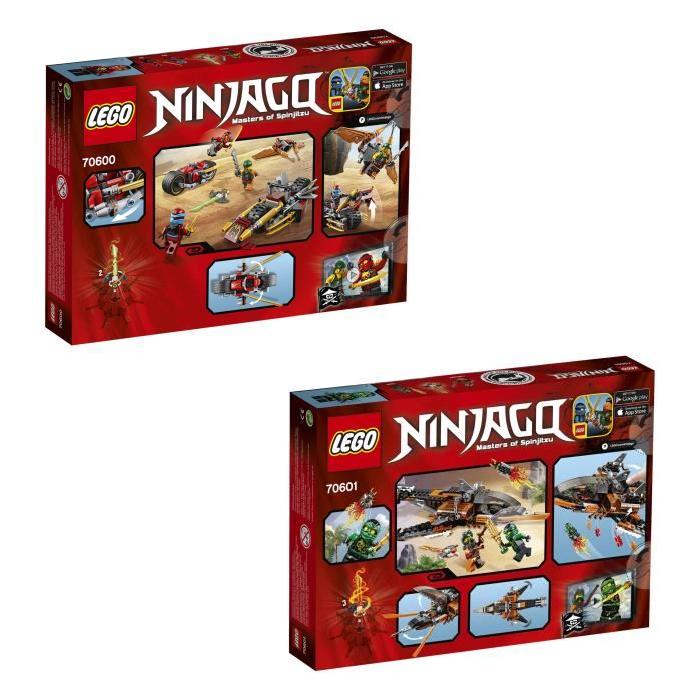 LEGO Ninjago : Bundle La Poursuite en Moto des Ninjas (70600) + Le Requin du Ciel (70601) - 5 figurines
