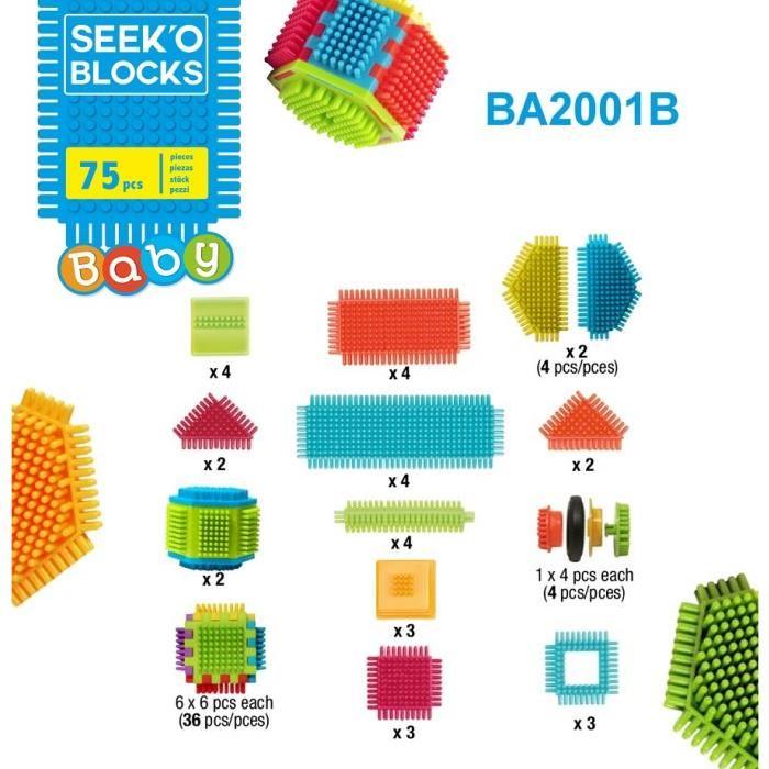 SEEK'O BLOCKS Jeu de construction - Baril Bleu 75 Pieces