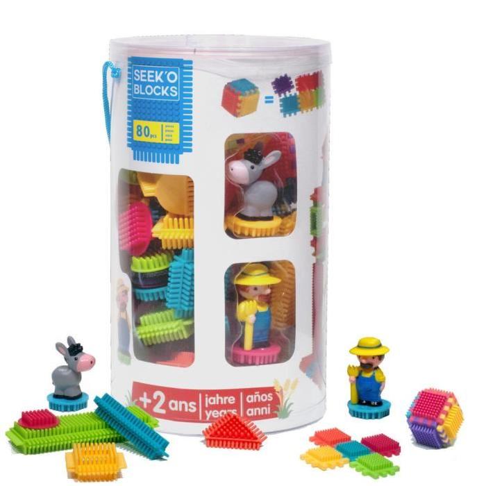 SEEK'O BLOCKS Tube Ferme 2 Personnages - 80 Pieces