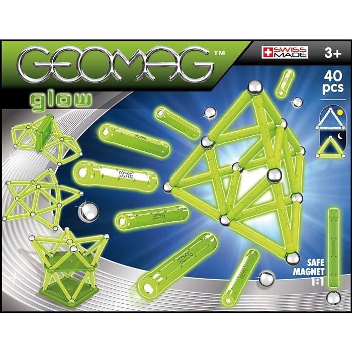 GEOMAG GLOW Jeu de Construction Magnétique Phosphorescent  40 pcs