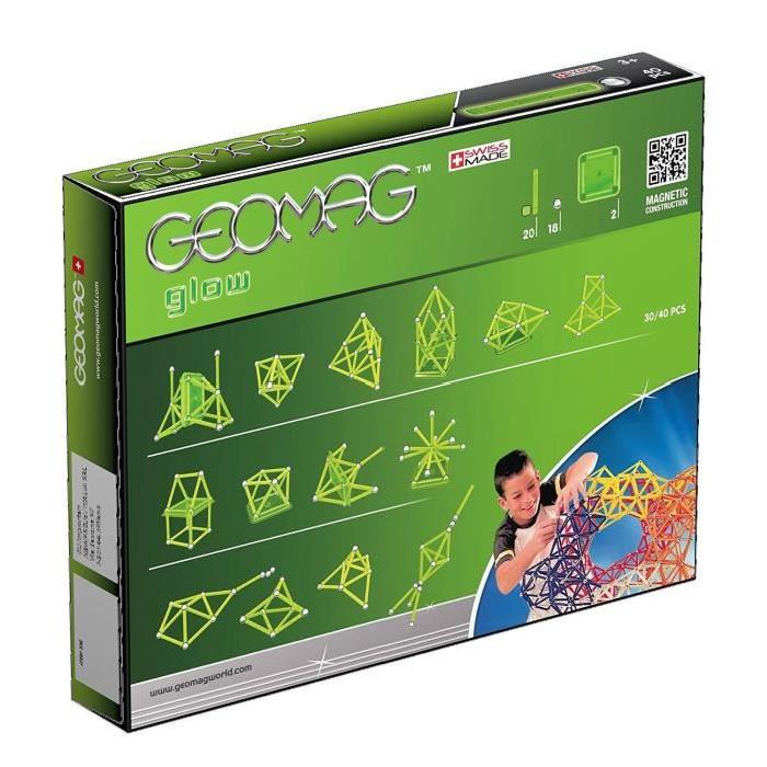 GEOMAG GLOW Jeu de Construction Magnétique Phosphorescent  40 pcs