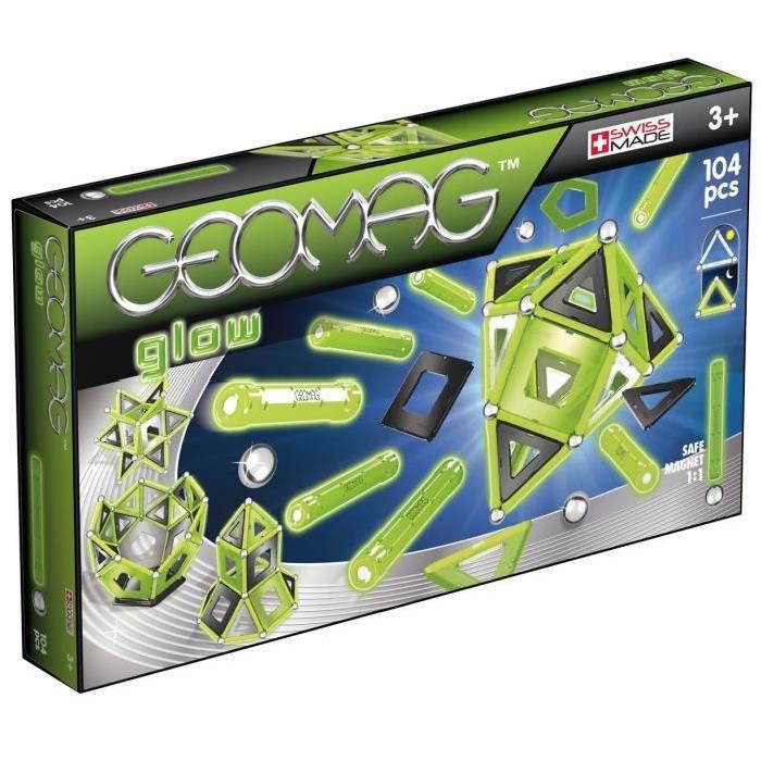 GEOMAG GLOW Jeu de Construction Magnétique Phosphorescent  104pcs