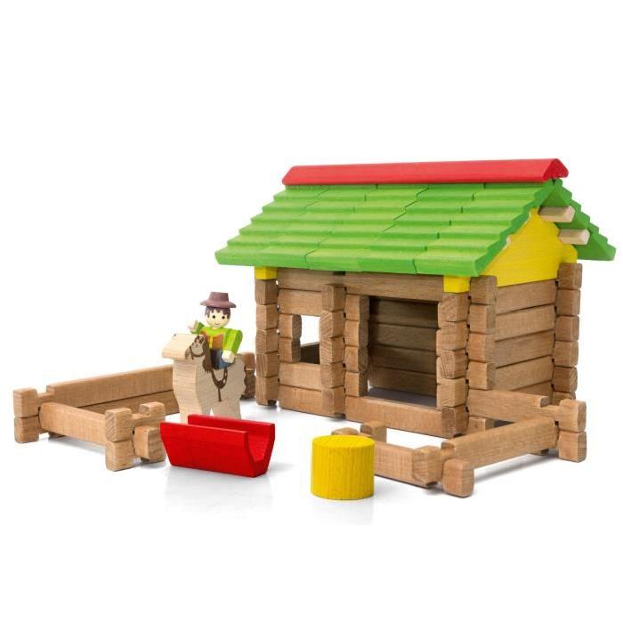 JEUJURA Mon Premier Chalet En Bois - 64 Pieces En Bois