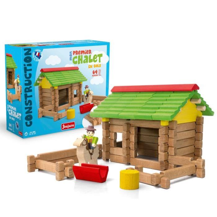 JEUJURA Mon Premier Chalet En Bois - 64 Pieces En Bois