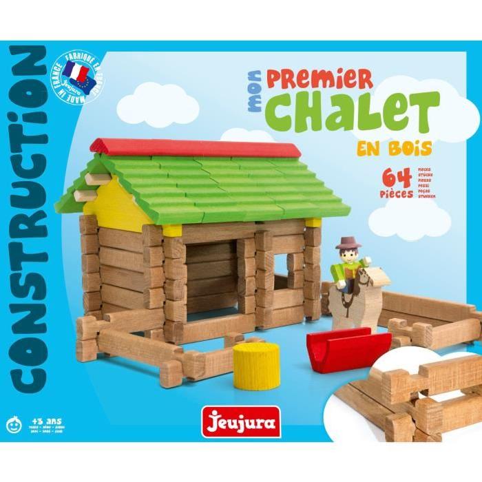 JEUJURA Mon Premier Chalet En Bois - 64 Pieces En Bois