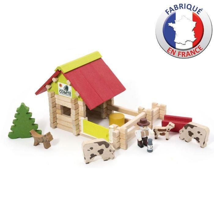 JEUJURA - Petite Ferme en bois Avec Animaux - 70 Pieces