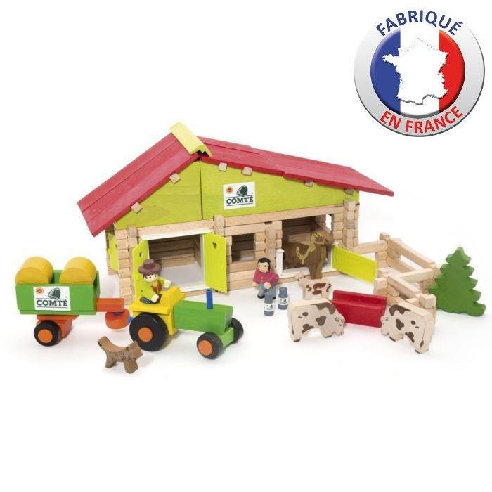 JEUJURA - Ferme en bois avec Tracteur et Animaux - 140 pcs