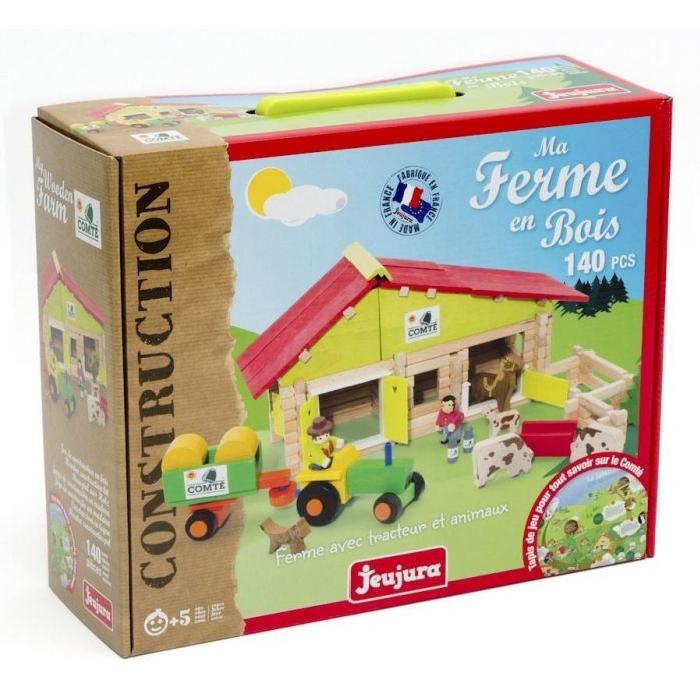 JEUJURA - Ferme en bois avec Tracteur et Animaux - 140 pcs