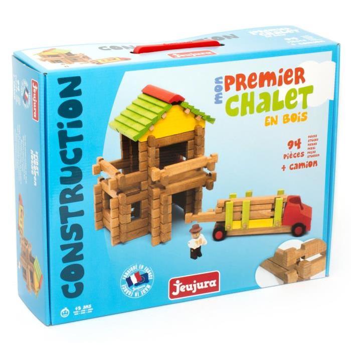 JEUJURA - Mon Premier Chalet en Bois + Camion, 94 Pieces